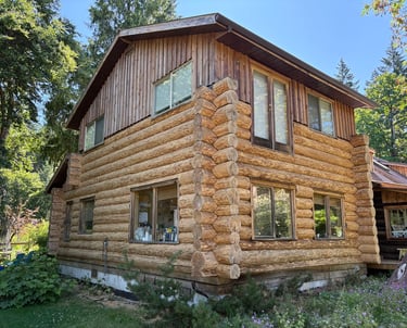 Log home in Courtenay on Vancouver Island being restored by Embassy Restorations 