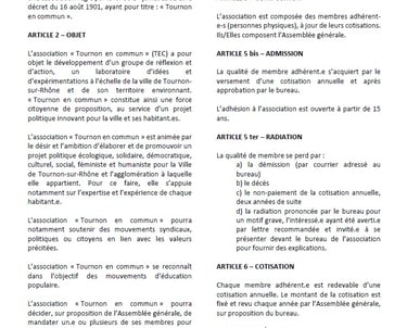 Statuts de Tournon en Commun