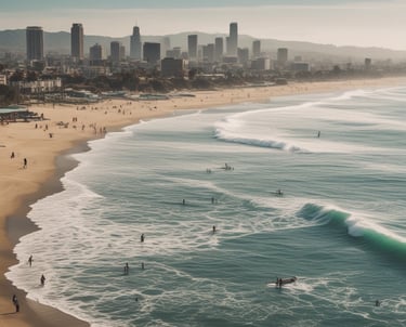 beautiful Los Angeles surfing scene and beaches