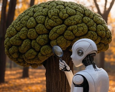 a robot like robot with a brain map of the brain