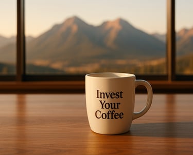 Invest Your Coffee Desktop Mountain Scene Coffee Cup
