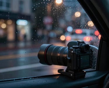 A white van with 'Augusta Fruit Market Ltd' written on the side is parked on the street in front of a historic building with large columns. The building has an inscription '212 King St. West' above the entrance. There are some trees and a street sign nearby, with the shadow of a leafless tree cast on the street.