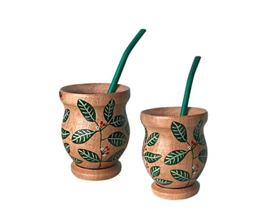 Hand-decorated carob wood mate