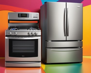 Home appliances - Refrigerator and Stove.