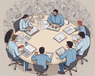 A collection of industrial tools and equipment scattered on a concrete surface. Several metal parts and pipes, including a red rectangular sign with white markings, rusty and worn, are visible. The area also contains a hydraulic component with hoses attached, along with various metal scraps and wooden planks.