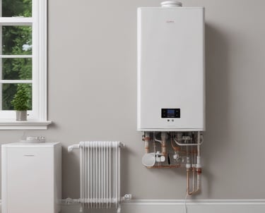 A technician installing an air conditioning unit in a residential setting.