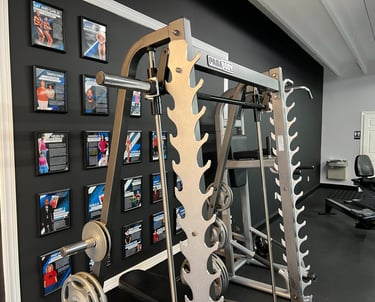 weight bench inside of personal training gym