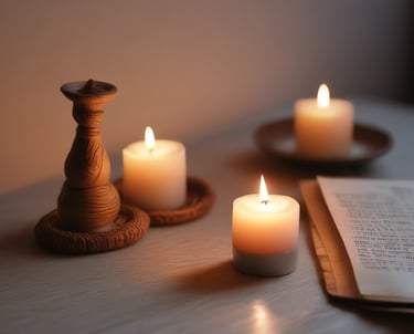 Handcrafted artisan products displayed on a wooden table with natural lighting.