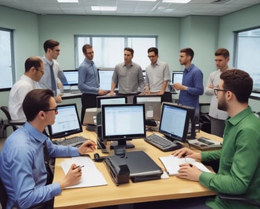 A professional training session on Excel with employees engaged.