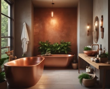 A vibrant market stall filled with an array of intricately designed decorative items. The shelves display various sculptures, including animals like elephants and tigers, as well as human figures and abstract art. The objects are detailed with gold, blue, and colorful patterns, creating a visually rich and diverse collection.