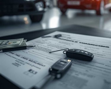chave-de-um-veículo-sobre-um-contrato-de-financiamento
