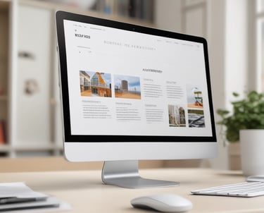 Minimalist website homepage design with clear navigation and modern typography.