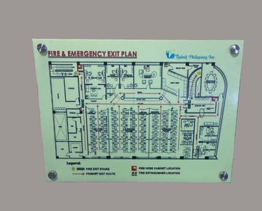 Fire and emergency exit plan creating using acrylic