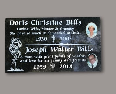 headstone granite for doris and joseph bills