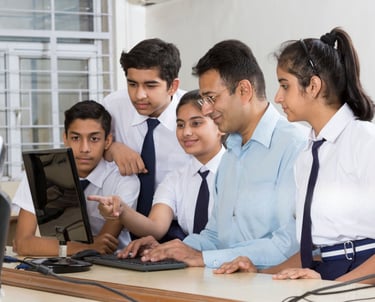 Student learning digital skill at Smart Village Computer Hub