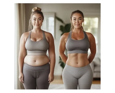 foto de mulher antes e depois de perder peso.