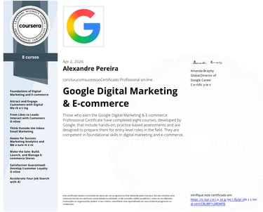 Certigicado Google marketing digital - kall alexandre