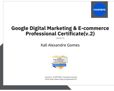 Certigicado Google marketing digital - kall alexandre,
