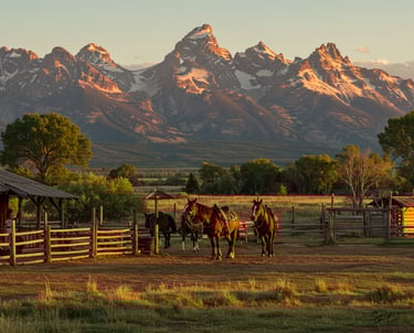 Colorado dude ranch vacation planning: Topographical map, lasso, cowboy boots, hat, and a checklist 