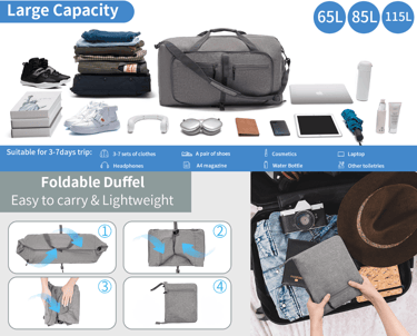 Large weekender duffel bag