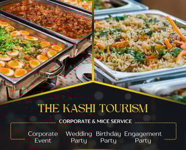 Delicious Indian buffet setup by The Kashi Tourism for corporate and social events including wedding