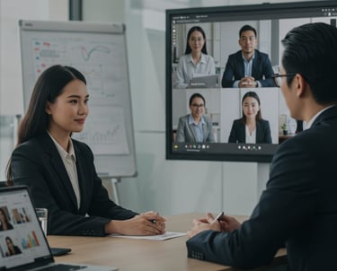 professional woman in mock interview