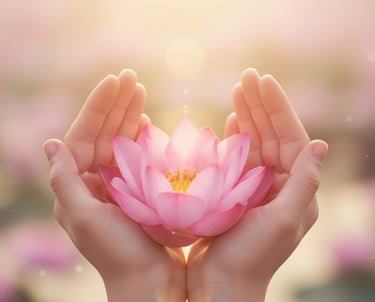 Fleur de lotus rose et blanche, symbole de pureté pour les soins énergétiques à Montluçon.