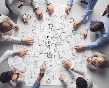 Technician repairing a computer motherboard in a modern workspace.