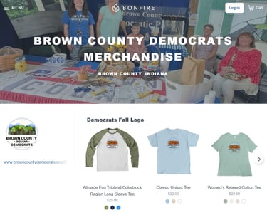 Screenshot of Brown County Democrats online store