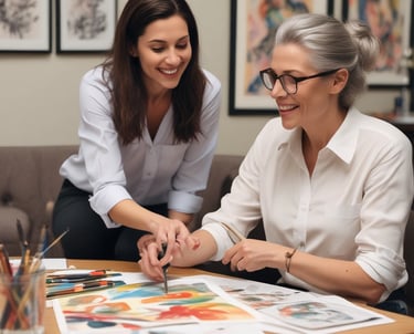 A therapist engaging with a client online.