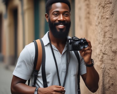 man standing near white wall