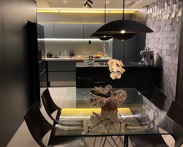 apartamento integrado com equipamentos sofisticados