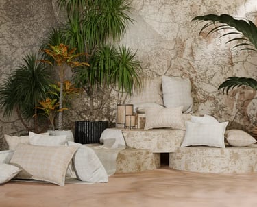 Natūralaus audinio, šviesios dekoratyvinės pagalvėlės