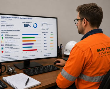 Safe Lifting australia engineer working on a crane design period assessment part of a third party
