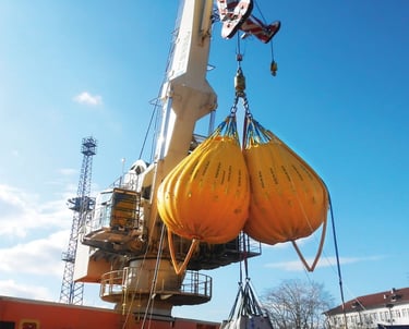 vessel crane undergoing a load test as part of an annual crane inspection and service