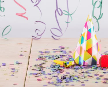 Stretch limo with birthday decorations