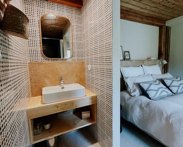 salle de bain ouverte chambre gite