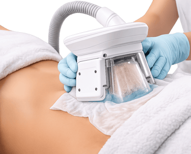 a person is getting a kryo aplicator on his belly