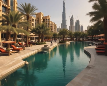 A series of commercial buildings with various store signs in Arabic and English, including automotive parts companies. The buildings are mostly closed with shutters down, and there is a truck and a parked white car in front. The scene is empty with an overcast sky.