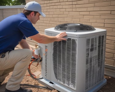 A person wearing a red hard hat and a face mask is working on the ceiling, possibly installing or repairing electrical wiring. The individual is holding tools in their hands and is focused on the task. The wall behind them has partially visible text in large black and red letters.