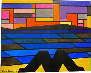 Toile tableau lampe Ligne couleurs maxime Risbourque