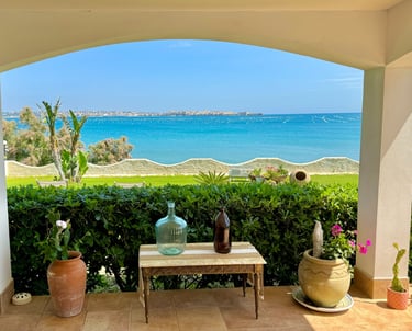 Sea view from luxury villa in Sicily overlooking Ortigia and crystal-clear waters