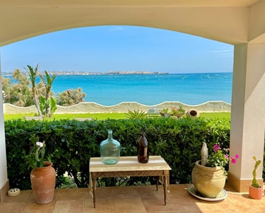 Sea view from luxury villa in Sicily overlooking Ortigia and crystal-clear waters, Villa Incanto on the Sea