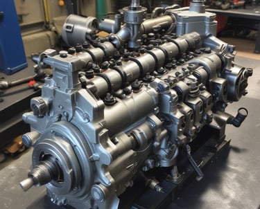 A lone diesel gas pump stands illuminated under two overhead lights against a dark blue evening sky. The area is surrounded by shadowy fields and trees in the distance, emphasizing the pump as the central focus.