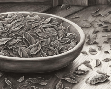 a bowl of tea on a table