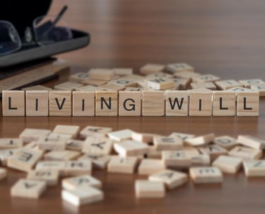 set of blocks with letters on each, spelling 'Living Will'