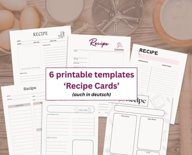 graphic - set of recipe templates - by bizdesignforyou.com