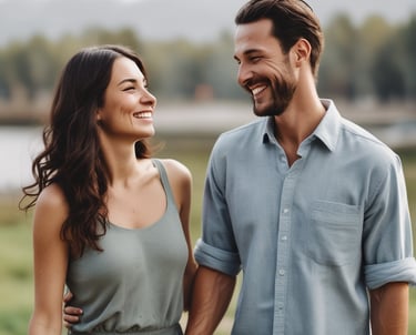 A couple sharing an intimate conversation in a cozy setting.