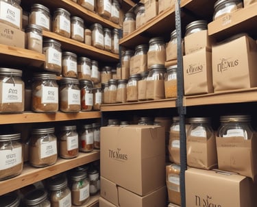 A diverse selection of spices and grains displayed in natural light.