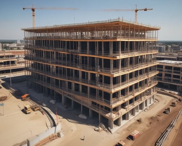 A real estate auction sign displaying the word 'SOLD' in bold red letters. The sign includes images of a home's interior featuring a living room with modern furniture, and it is set against the backdrop of trees and sky.